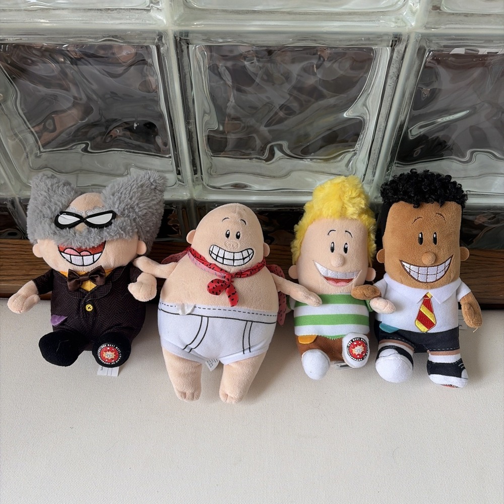 2017 Captain Underpants Plush Lot - Captain, George, Harold, Prof - Sound Works